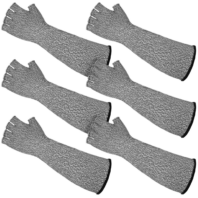 JenPen 3 Pairs Forearm Protective Sleeves with Fingers Cut Resistant Sleeve Arm Level 5 Protection thin skin Arm Protectors (Gray)