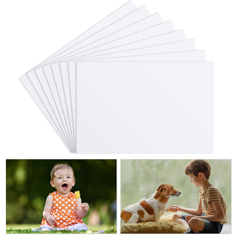 Hotop 8 Pieces Sublimation Aluminum Photo Sign Metal Blank Photo Board Sublimation Picture Panel Wall Art Aluminum Plate for Wedding DIY Printing Bedroom Living Room White4 x 6 Inch