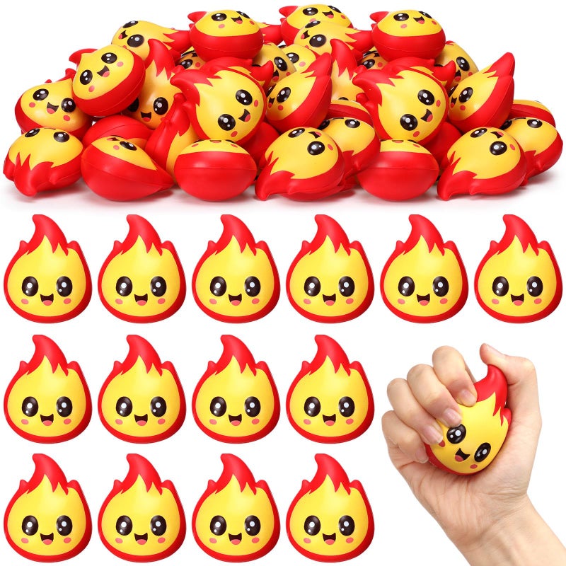 Soaoo 24 Pcs Fire Stress Balls Fake Fire Funny Squeeze Stress Relief Balls Toys for Adults Fidget Toy Therapy Fidget Appreciation Gifts for Christmas Office Coworker Birthday Office Stuffer - Image 3