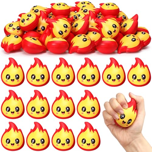 Soaoo 24 Pcs Fire Stress Balls Fake Fire Funny Squeeze Stress Relief Balls Toys for Adults Fidget Toy Therapy Fidget Appreciation Gifts for Christmas Office Coworker Birthday Office Stuffer - Image 1