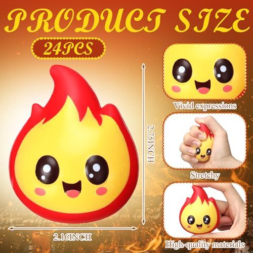 Soaoo 24 Pcs Fire Stress Balls Fake Fire Funny Squeeze Stress Relief Balls Toys for Adults Fidget Toy Therapy Fidget Appreciation Gifts for Christmas Office Coworker Birthday Office Stuffer - Image 5