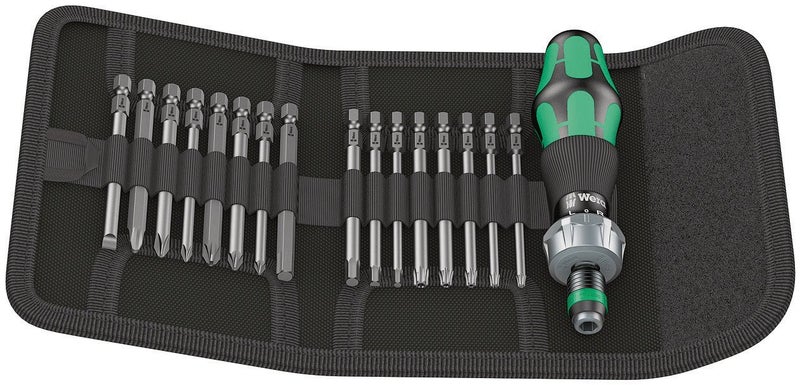 Wera - 5051040001 Kraftform Kompakt 60 Ra Ratchet Screwdriver & Long Pz Ph Tx Hex Bits 051040