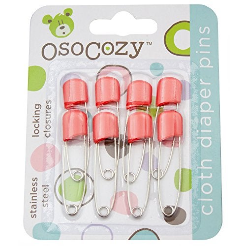 OsoCozy OsoCozy Diaper Pins Red Sturdy Stainless Steel Diaper Pins with Safe Locking Closures Use for Special Events Crafts or Colorful Laundry Pins 2875 Inch x 025 Inch x 05 Inch