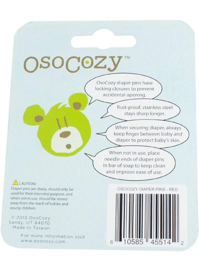 OsoCozy Diaper Pins - {Red} - Sturdy, Stainless Steel Diaper Pins with Safe Locking Closures - Use for Special Events, Crafts or Colorful Laundry Pins , 2.875 Inch x 0.25 Inch x 0.5 Inch - Image 2