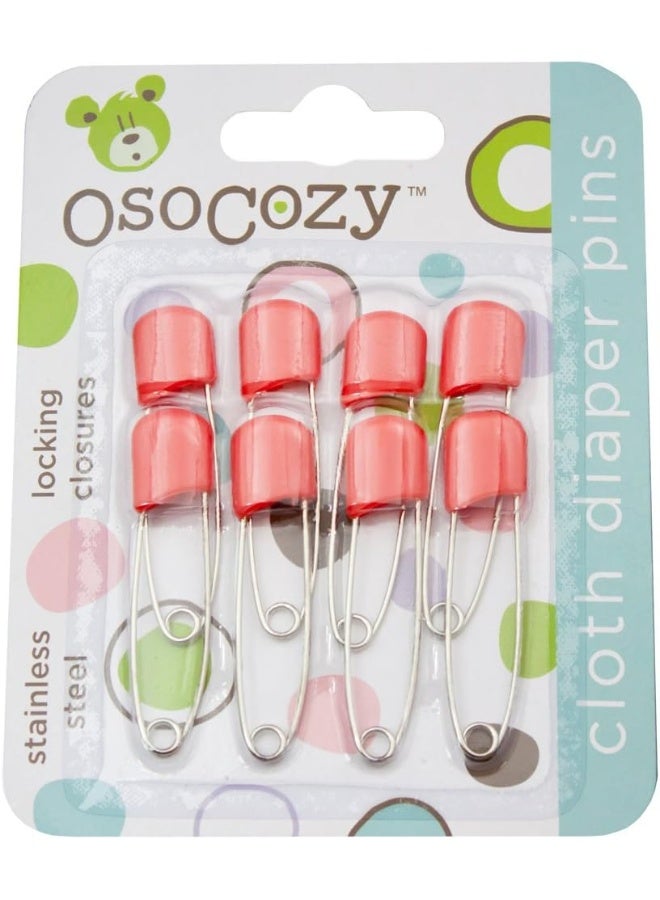 OsoCozy Diaper Pins - {Red} - Sturdy, Stainless Steel Diaper Pins with Safe Locking Closures - Use for Special Events, Crafts or Colorful Laundry Pins , 2.875 Inch x 0.25 Inch x 0.5 Inch - Image 1