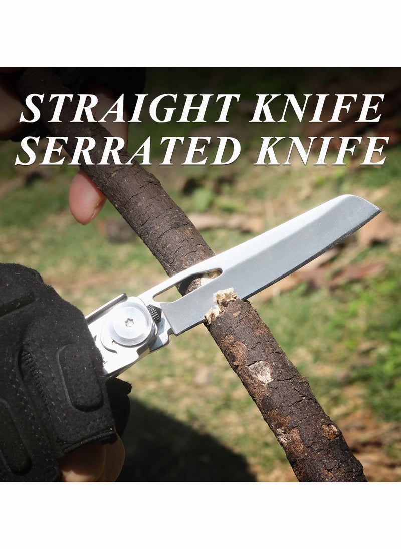 8 In 1 Stainless Steel Pocket Multitool Knife with Safety Lock Ideal for Camping Hiking and Survival Great Gift for Men and Women
