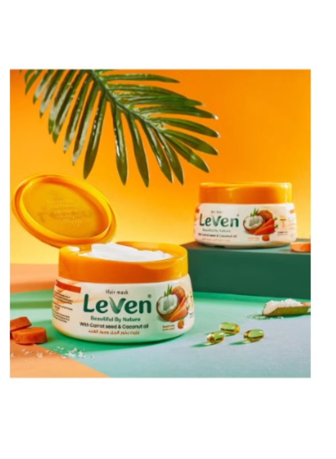 ليفين ماسك ليفن للشعر بزيت بذرة الجزر وجوز الهند  Leven Hair Mask  ترطيب عميق وتغذية للشعر الجاف والتالف  800 مل - Image 2