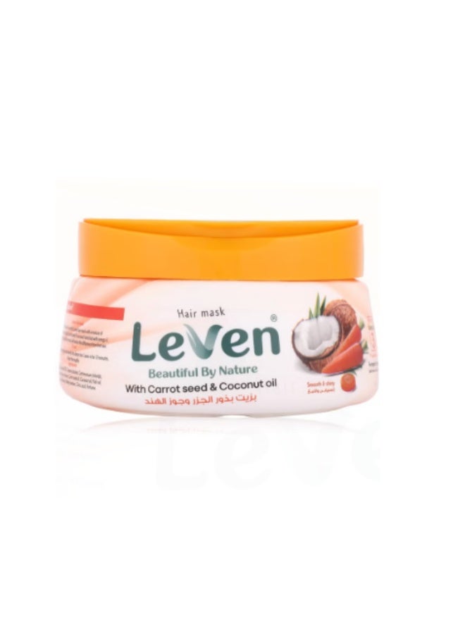 ليفين ماسك ليفن للشعر بزيت بذرة الجزر وجوز الهند  Leven Hair Mask  ترطيب عميق وتغذية للشعر الجاف والتالف  800 مل - Image 1