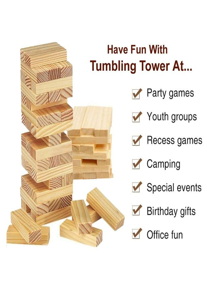 TVM Tumbling Tower Game| Wooden 54 Pieces Building Block | Stacking Game for Kids and Adults - Image 3