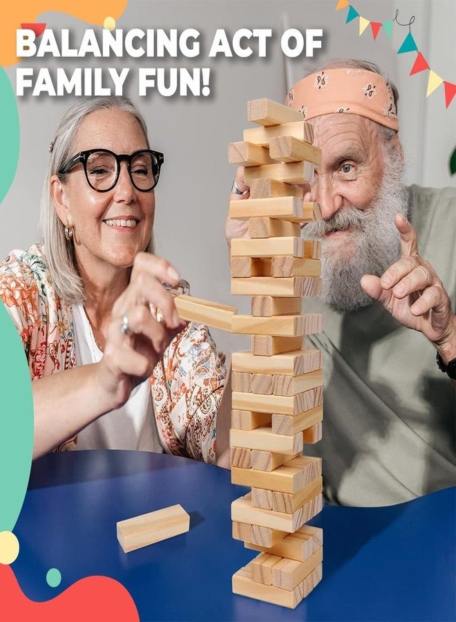 TVM Tumbling Tower Game| Wooden 54 Pieces Building Block | Stacking Game for Kids and Adults - Image 5