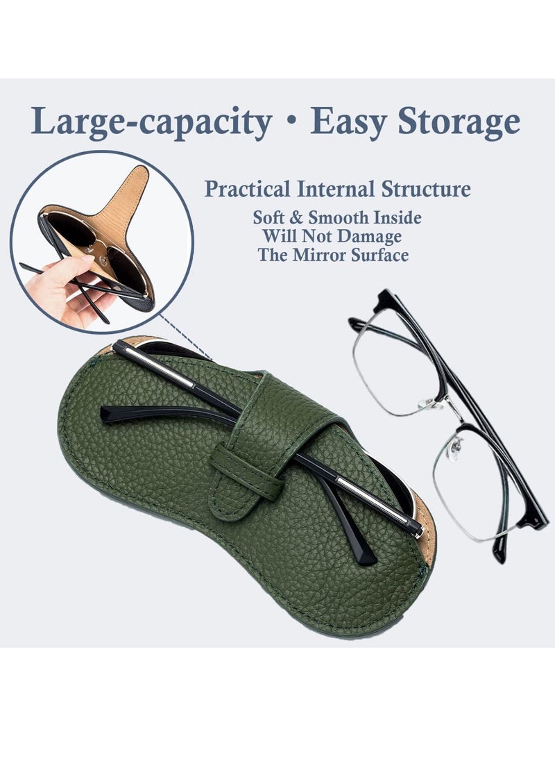SYOSI Glasses Case Soft Portable Universal Genuine Leather Slim Eyeglass Pouch for Sunglasses Reading Glasses Eyeglass Black  - Image 3