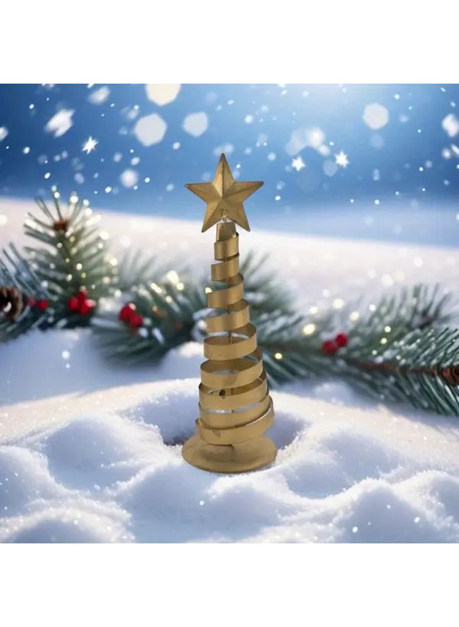Iron Christmas Tree Desktop Ornaments Set Of 2 With Golden Star For Home Party Decor - Image 2