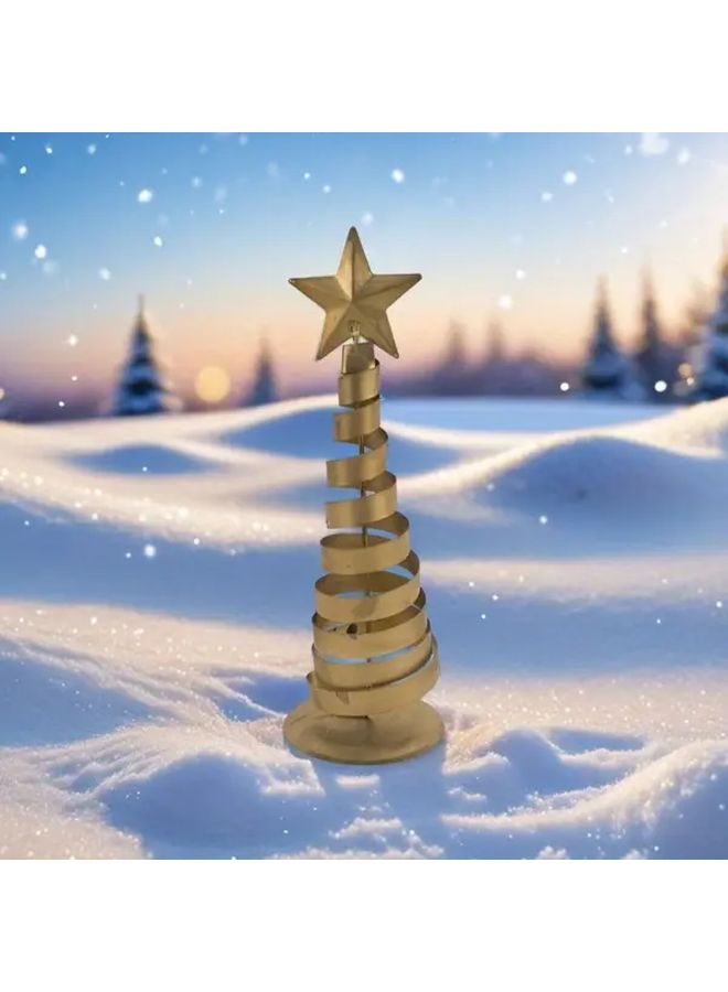 Iron Christmas Tree Desktop Ornaments Set Of 2 With Golden Star For Home Party Decor - Image 5