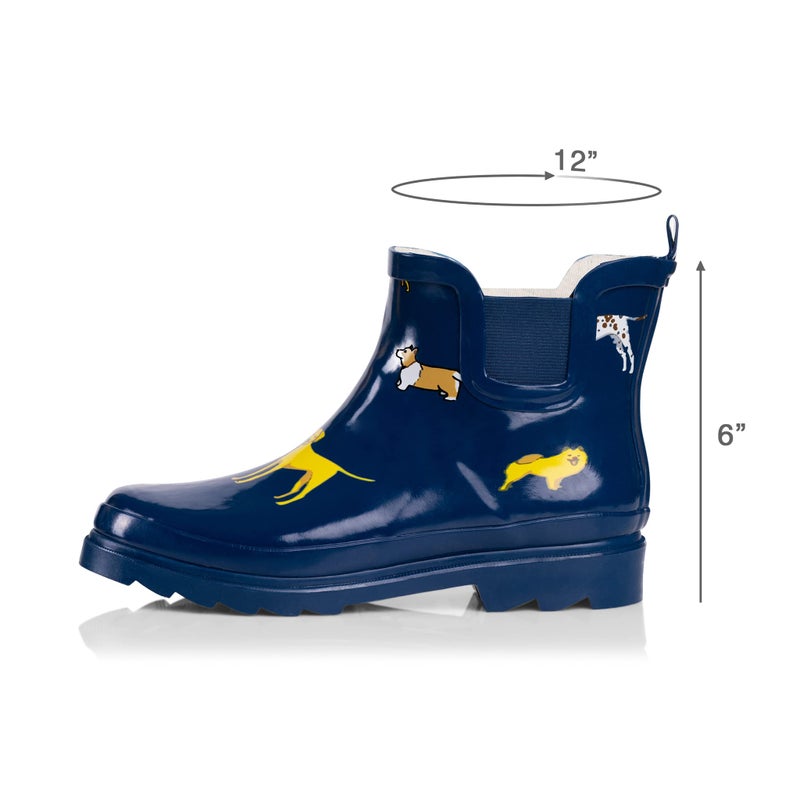 NORTY - Womens Ankle Rain Boots - Ladies Waterproof Winter Spring Garden Boot runs Â½ size large Dogs Navy Size 11 - Image 4