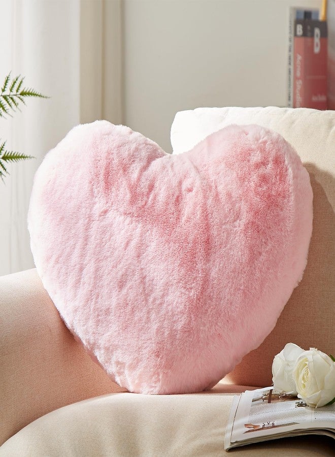 YRXRUS Heart Pillows, Love Heart Shaped Pillow, Small Cute Pink Heart Pillows for Gifts, Faux Rabbit Throw Pillows for Her, Kids, Girls Home Decoration, 10X11 Inch - Image 1