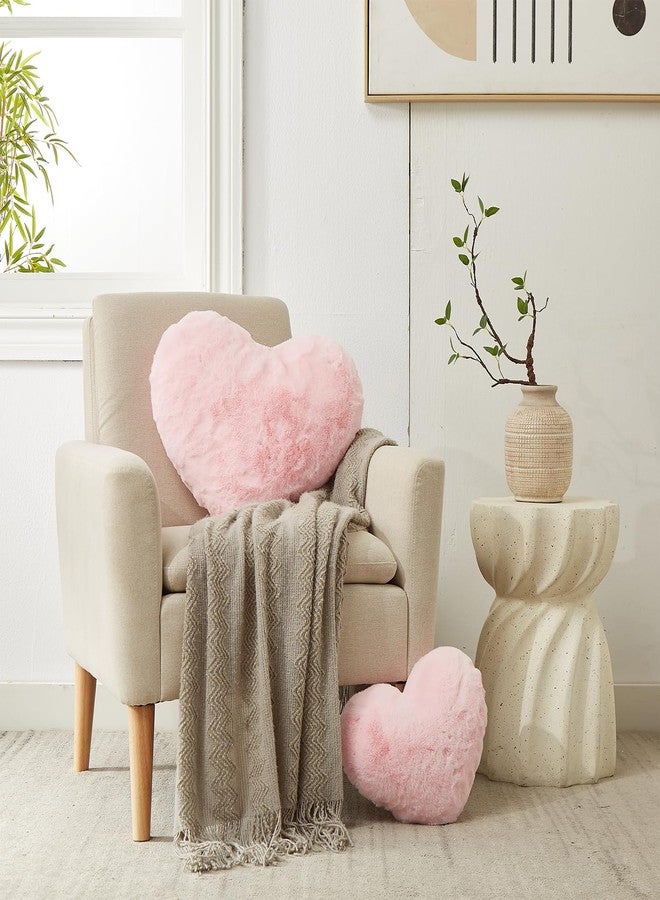 YRXRUS Heart Pillows, Love Heart Shaped Pillow, Small Cute Pink Heart Pillows for Gifts, Faux Rabbit Throw Pillows for Her, Kids, Girls Home Decoration, 10X11 Inch - Image 2