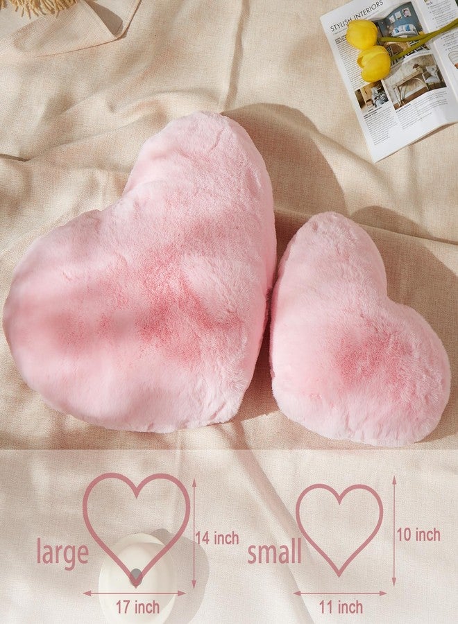 YRXRUS Heart Pillows, Love Heart Shaped Pillow, Small Cute Pink Heart Pillows for Gifts, Faux Rabbit Throw Pillows for Her, Kids, Girls Home Decoration, 10X11 Inch - Image 3