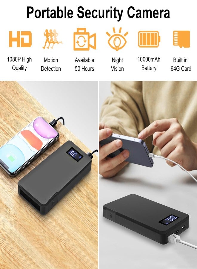 Kiewn 1080P Power Bank Video Recorder, Portable Camera with Motion Detection and Night Vision, Loop Recording Small Security Cam for Home Office Meeting, No WiFi Function - Image 2