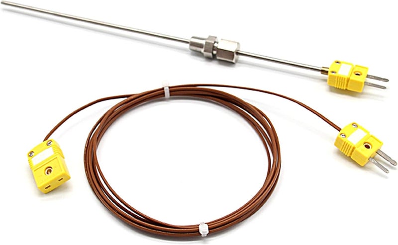 T-PRO K-Type Sheathed Thermocouple 0-1000℃,R1/8 screw thread, Thermocouple Plug with 2M/6.6Ft Compensating lead wire - Image 2