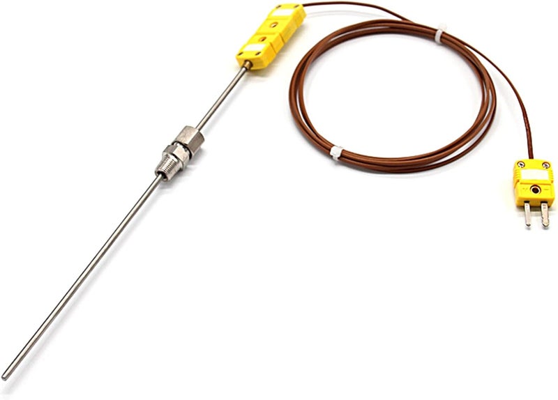 T-PRO K-Type Sheathed Thermocouple 0-1000℃,R1/8 screw thread, Thermocouple Plug with 2M/6.6Ft Compensating lead wire - Image 1