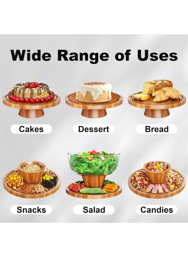 2-in-1 Wood Cake Stand with Acrylic Dome Cover, 12 Inch Round Dessert Display Holder for Birthday, Wedding, Party - Image 4