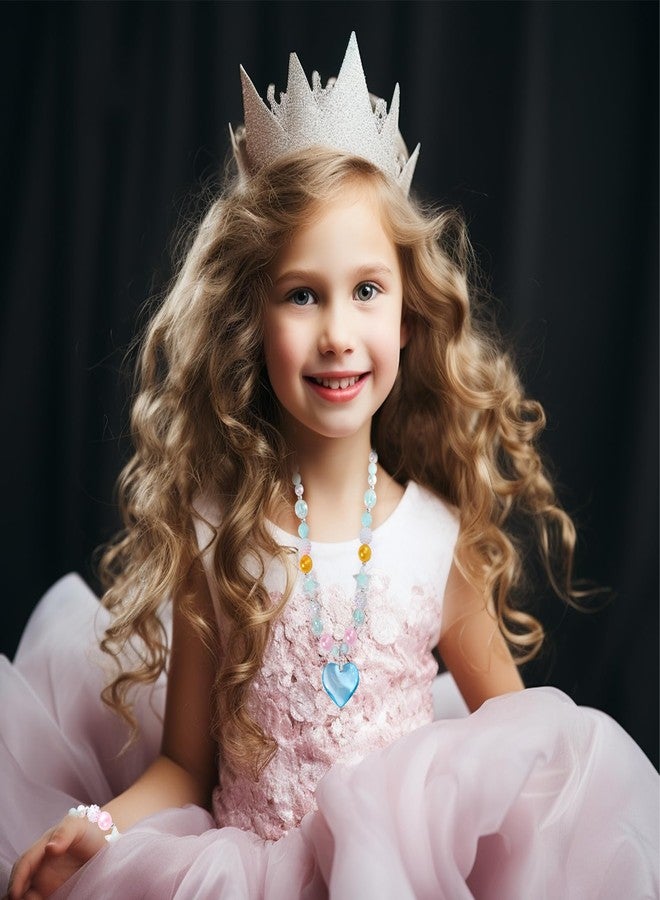 PinkSheep Beads Necklace and Bracelet for Kids, 3 Sets, Little Girls Jewelry Necklace and Bracelet with Heart Pendant, Dress Up Pretend Play Party Favor - Image 5