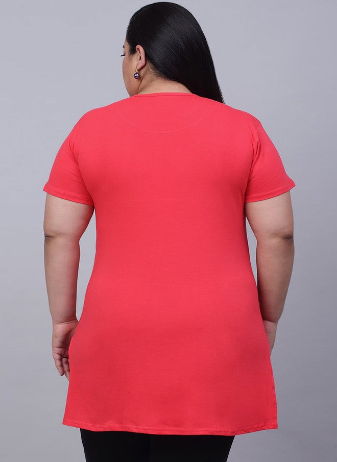 Trend Level Plus Size Typography Printed Pure Cotton Longline T-shirt - Image 4