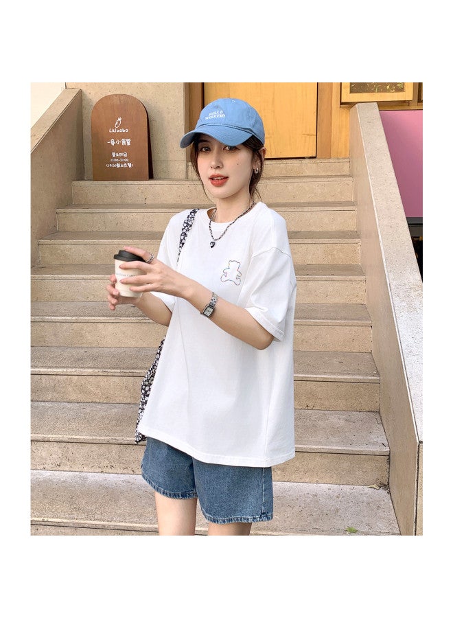 TonLion 2025 Summer Women's Short-sleeve T-shirt Cute And Versatile Cotton Round Neck Loose Fit Tee Top - Image 4