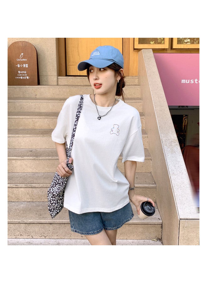 TonLion 2025 Summer Women's Short-sleeve T-shirt Cute And Versatile Cotton Round Neck Loose Fit Tee Top - Image 3