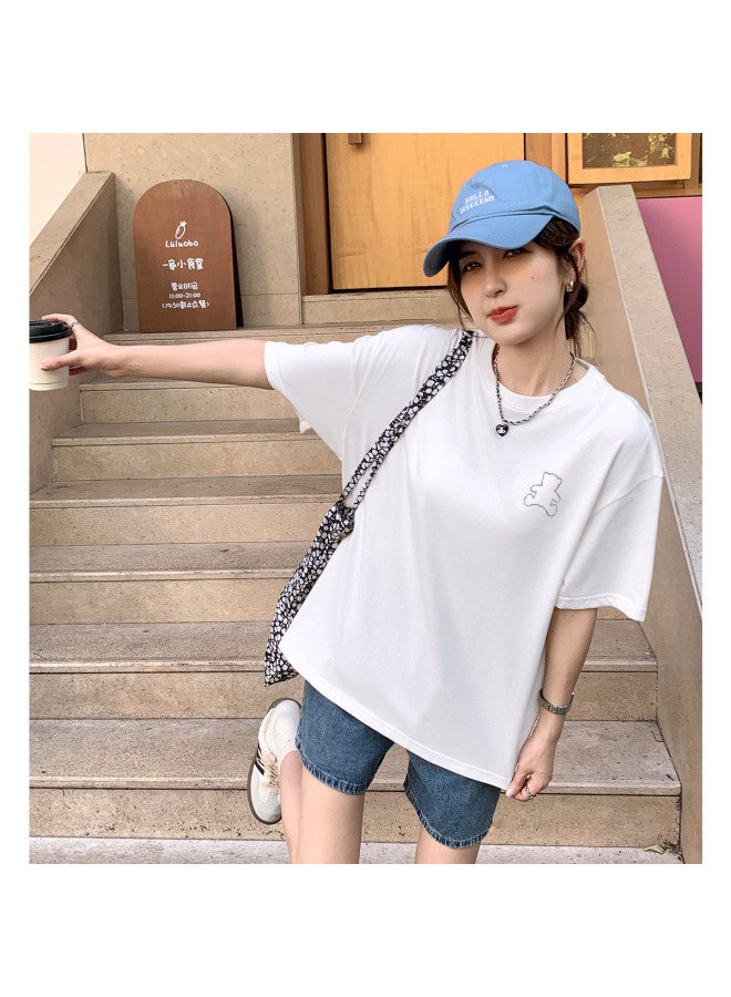 TonLion 2025 Summer Women's Short-sleeve T-shirt Cute And Versatile Cotton Round Neck Loose Fit Tee Top - Image 5