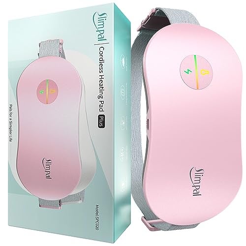 Slimpal Heating Pad for Period Cramps FSA HSA Eligible Portable Cordless Rechargeable Heating Pad for Menstrual Pain Relief Electric Heat Belt Gifts for Her Women Girl Wife Girlfriend Pink