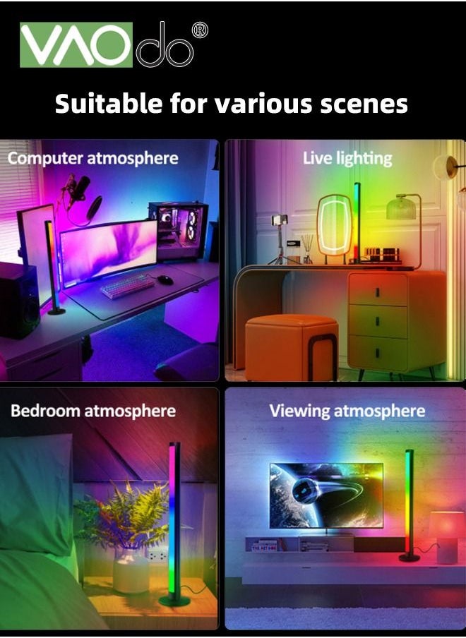 فاو دو - قطعتان من أشرطة الإضاءة الذكية LED ، 16 مليون لون ، شريط إضاءة RGB مع أوضاع المشهد والموسيقى ، شريط الإضاءة الذكي مع تطبيق وجهاز التحكم عن بعد ، شريط إضاءة LED لغرفة إعداد ألعاب وتليفزيون الكمبيوتر - Image 1