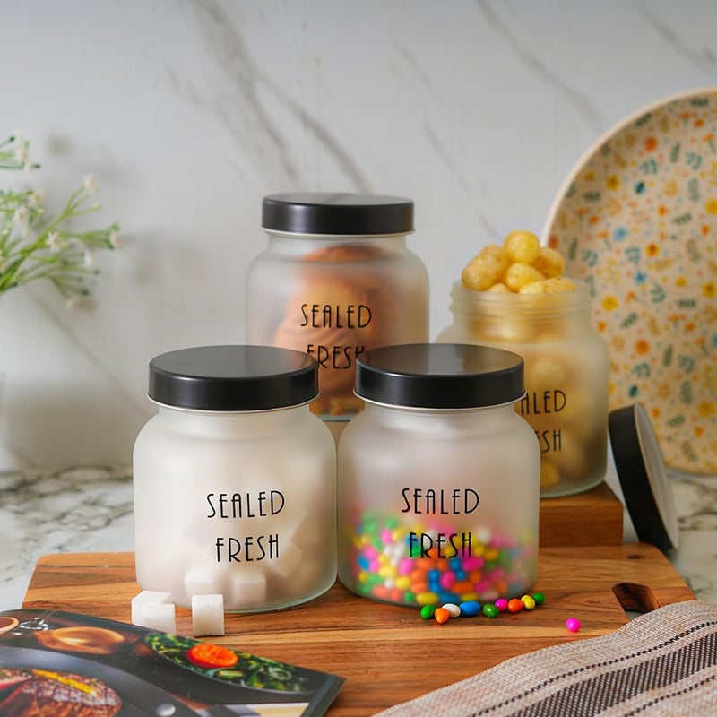 Femora Femora Frost Round Glass Jars for Kitchen Kitchen Storage Jars Stainless Steel Airtight Lids 1 Year Warranty Airtight Jars for Snacks Fry Food Masala Spice Pickles Cookies 700ml Set of 6 - Image 4