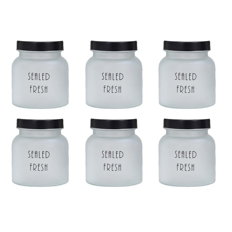 Femora Femora Frost Round Glass Jars for Kitchen Kitchen Storage Jars Stainless Steel Airtight Lids 1 Year Warranty Airtight Jars for Snacks Fry Food Masala Spice Pickles Cookies 700ml Set of 6 - Image 1