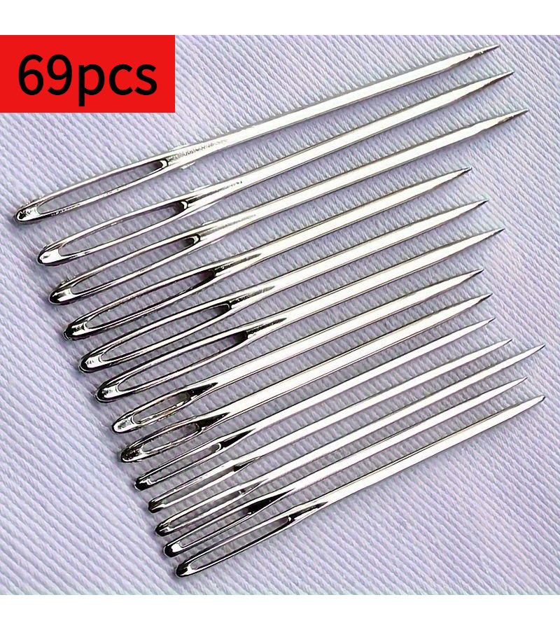 69 Large Eyed Hand Sewing Needles Cross Stitch Embroidery Yarn Knitting - Image 1