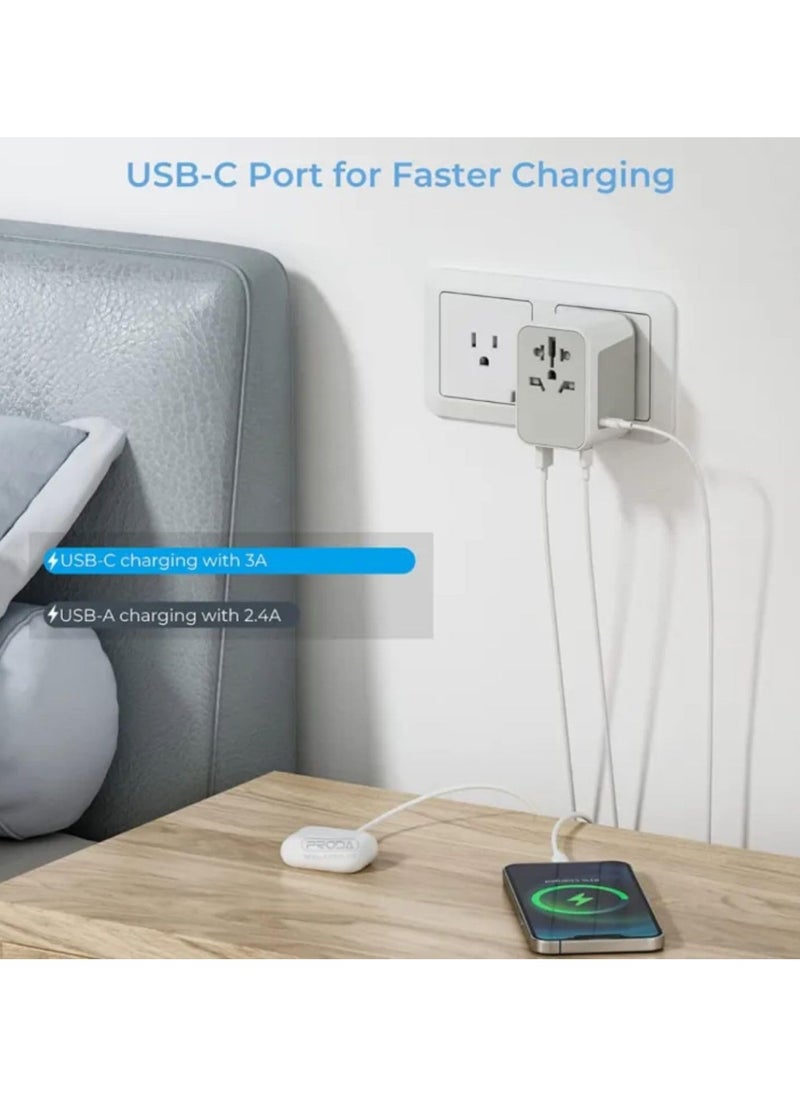 Remax Mena 35W Charger Adaptor with (USB A + Type C), USB-C Charging with 3A, USB A Charging with 2.4A, Fireproof PC + Copper, Lightweight, Retractable Pin, Convenient to Carry (White)  - Image 4