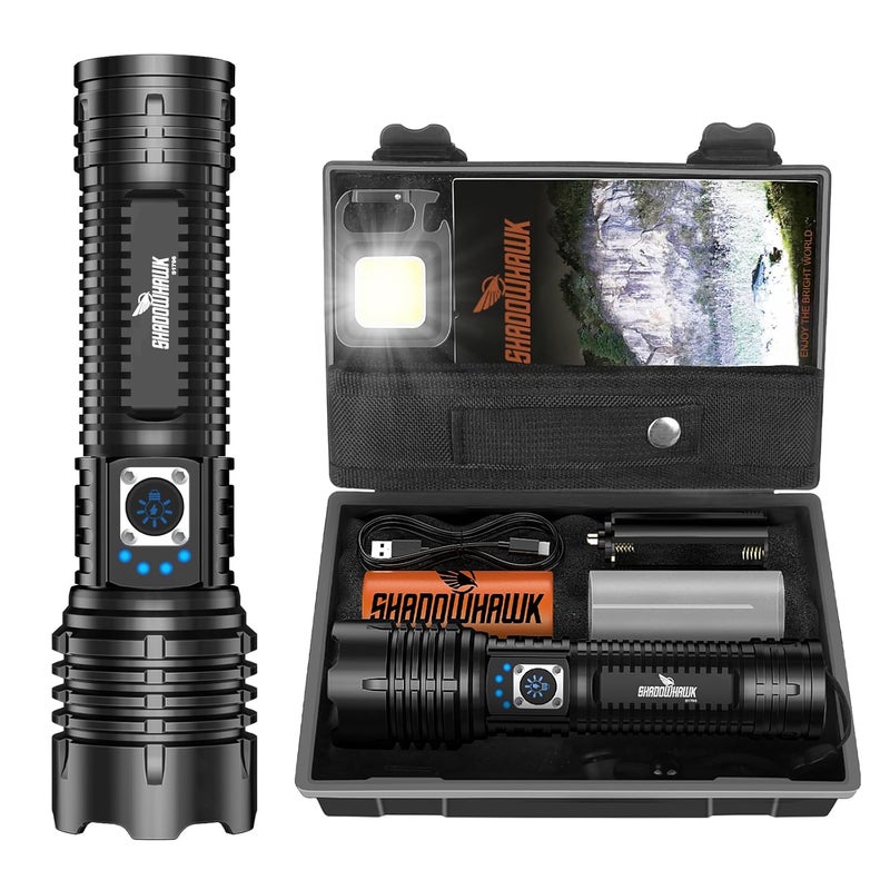 Shadowhawk Torch Lights Rechargeable Torchlight Led Torch 10000 Lumens XHM772 Flash Light with COB Keychain Light Bright Waterproof Charging Torch Light High Power Flashlight for Trekking Emergency - Image 1