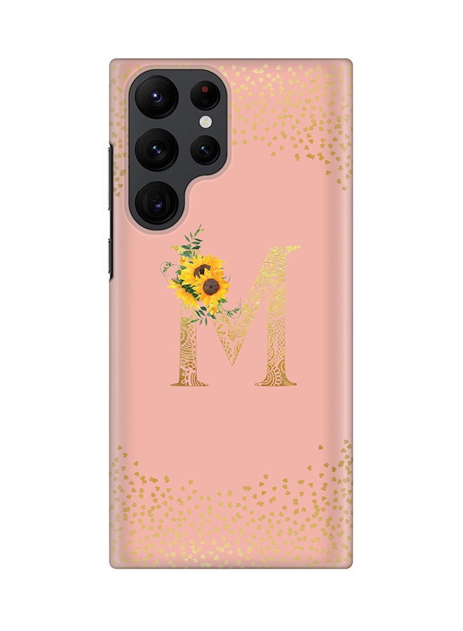 Stylizedd Monogram Slim Cover for Samsung Galaxy S22 Ultra 5G Case Custom Initials Letter Floral Pattern Snap Series Mobile Cover Matte Alphabet  - M (Rose Pink) - Image 1