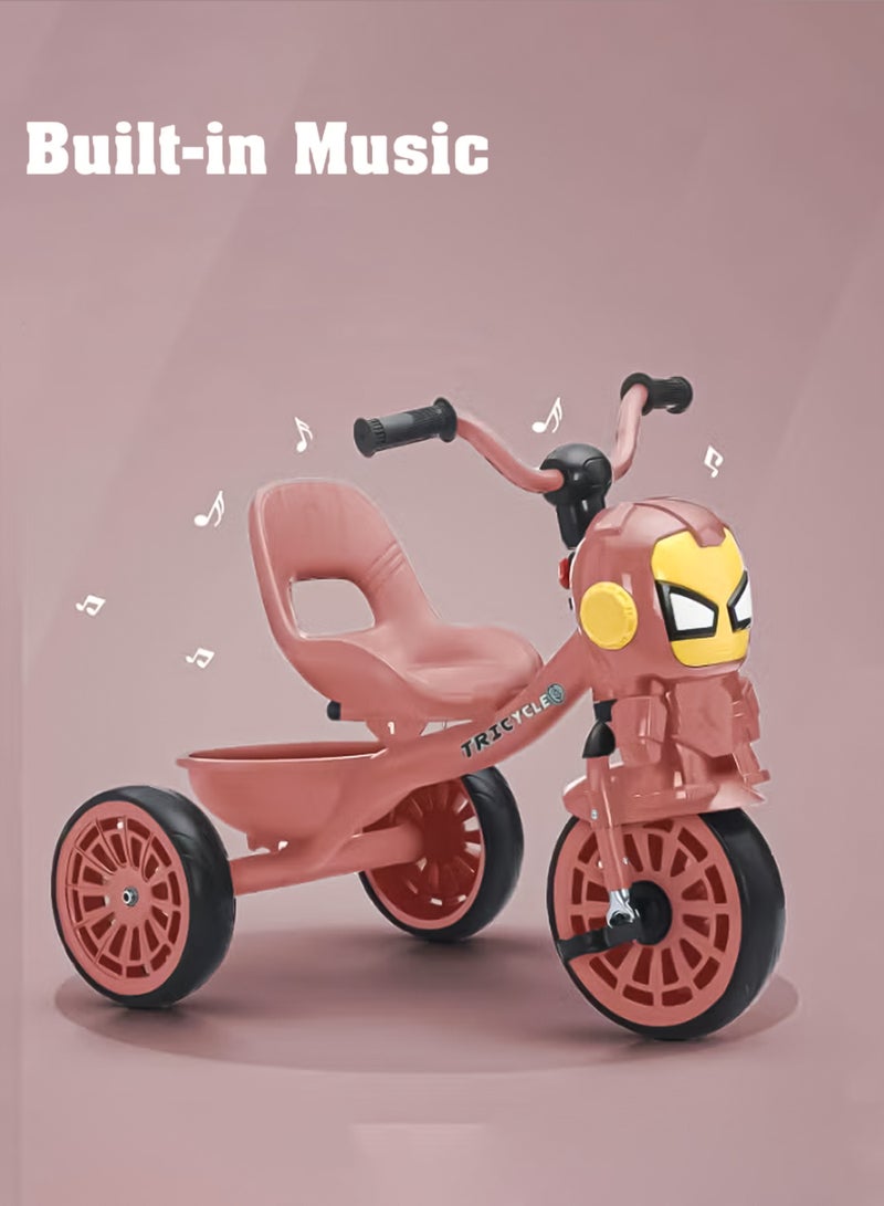 MarkedOne Marked One Kids Tricycle - Toddler Tricycle with Footrest for 3+ Years Old  -  Tricycle for Kids - Smart Plug and Play Kids Tricycle with Music, Light, High backrest & Rear Storage Baskets - Kids Trikes (Pink) - Image 2