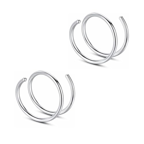 Decentraland 2 PCS 20G Diameter 6mm Silver Double Hoop Septum Nose Ring Cartilage Made with Hypoallergenic Surgical Steel Nose Lip Tragus Earring Ring Piercing Jewelry for Women and Men - Image 1