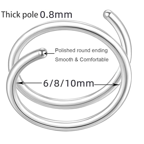 Decentraland 2 PCS 20G Diameter 6mm Silver Double Hoop Septum Nose Ring Cartilage Made with Hypoallergenic Surgical Steel Nose Lip Tragus Earring Ring Piercing Jewelry for Women and Men - Image 2