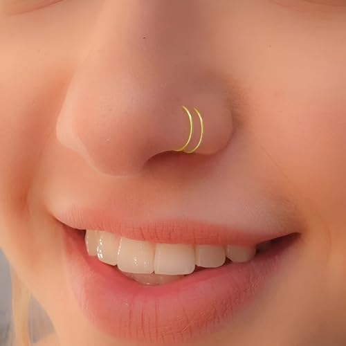 Decentraland 2 PCS 20G Diameter 6mm Silver Double Hoop Septum Nose Ring Cartilage Made with Hypoallergenic Surgical Steel Nose Lip Tragus Earring Ring Piercing Jewelry for Women and Men - Image 3