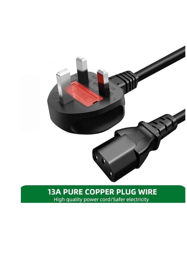 Terabyte Power Cord, Desktop Power Cable with Pure Copper Wire, Power Cord 3 Pin UK Main Leads Universal AC Power Cord Replacement for PC Computer Printer LED LCD Smart TVs - 1.5m 1.5-Meter 5-Feet - Image 4