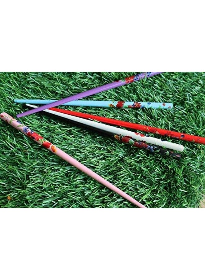 Salvus App SOLUTIONS Wooden Handmade Beautiful Blue & Red Hair Pin/Bun Stick Set For Women & Girls Set Of 2  - Image 5