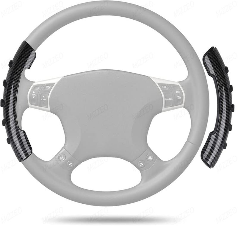 MIZZEO Carbon Fibre Steering Wheel Booster Cover, Enhanced Non-Slip Grip for Comfort & Control, Carbon Black, Compatible with Skoda Kushaq - Image 1