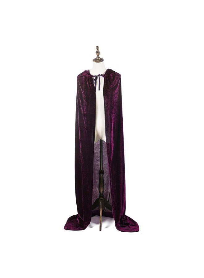 Mayplous Halloween Costumes Women Men Cosplay Long Cape Cloak Fancy Dress for Role Play (Purple, 150cm / 59") - Image 1