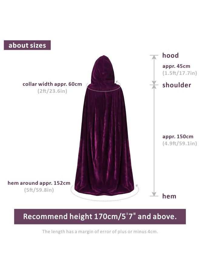 Mayplous Halloween Costumes Women Men Cosplay Long Cape Cloak Fancy Dress for Role Play (Purple, 150cm / 59") - Image 2