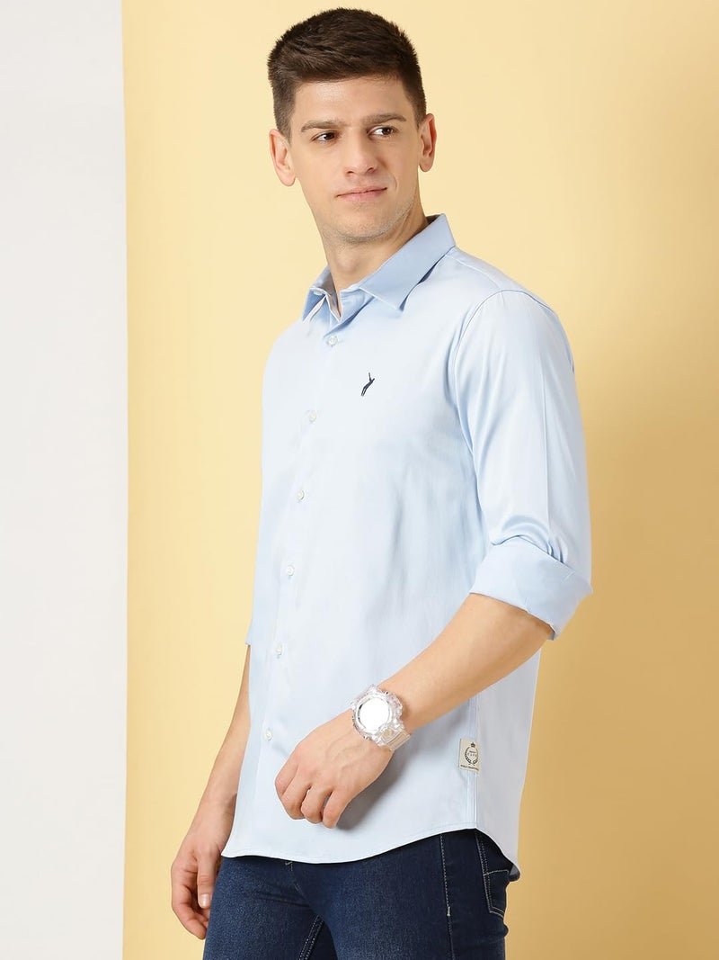 Thomas Scott Mens | Full Sleeve | Solid | Slim Fit | 100% Cotton | Spread Collar | Casual Shirts (Light Blue_XL) - Image 2