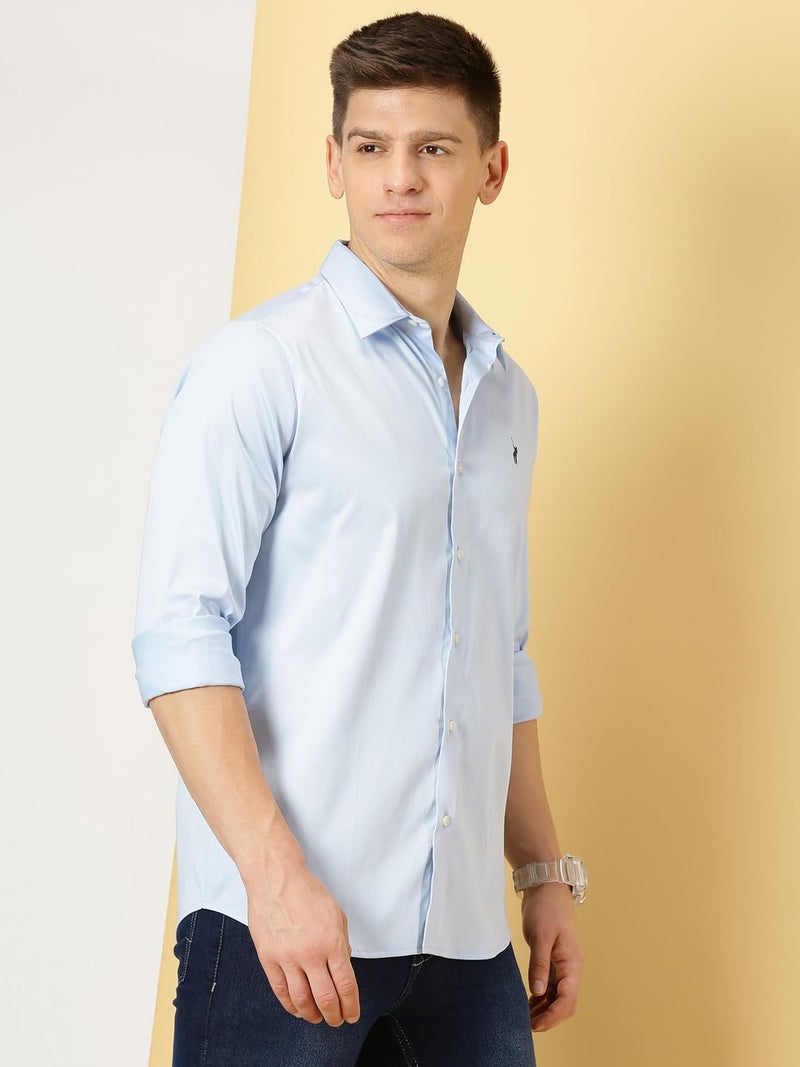 Thomas Scott Mens | Full Sleeve | Solid | Slim Fit | 100% Cotton | Spread Collar | Casual Shirts (Light Blue_XL) - Image 3