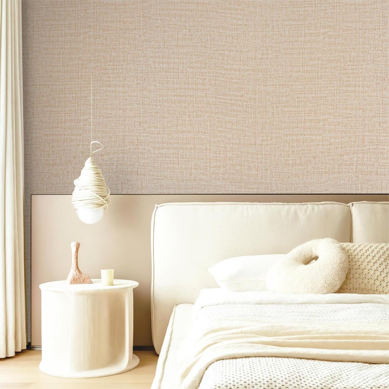 Guvana Grasscloth Peel and Stick Wallpaper Beige Textured Contact Paper Modern Removable Self Adhesive Wall Paper Thicken Fabric Faux Linen Wallpaper for Bathroom Living Room Cabinets 78.7inx15.7in - Image 3
